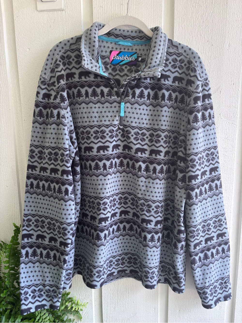chubbies Light Gray Patterned Quarter-Zip Pullover